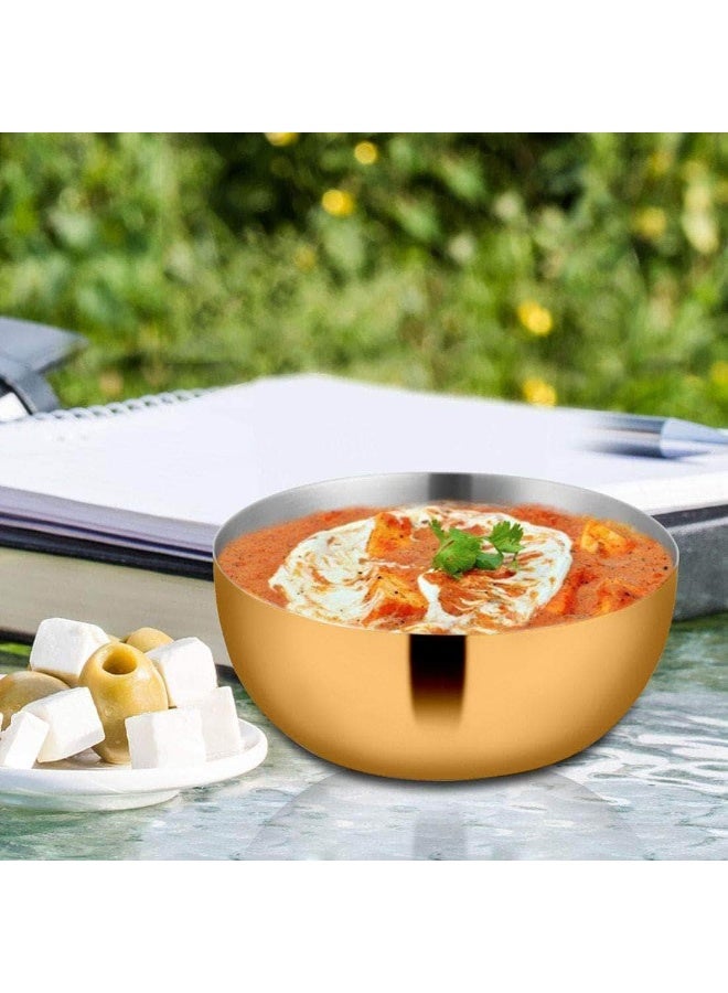 Shri & Sam Majestic High Grade Stainless Steel Big Bowl with Gold PVD Coating 6 pcs - 10.5 Cm Each - Image 2