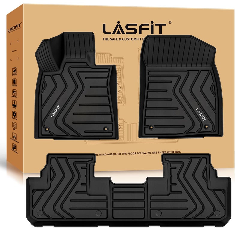 حصائر أرضية LASFIT لسيارة لكزس RX 2022 2021 2020 2019 2018 2017 2016 RX350 RX450h حصائر أرضية لجميع الأحوال الجوية مصممة خصيصًا TPE باللون الأسود