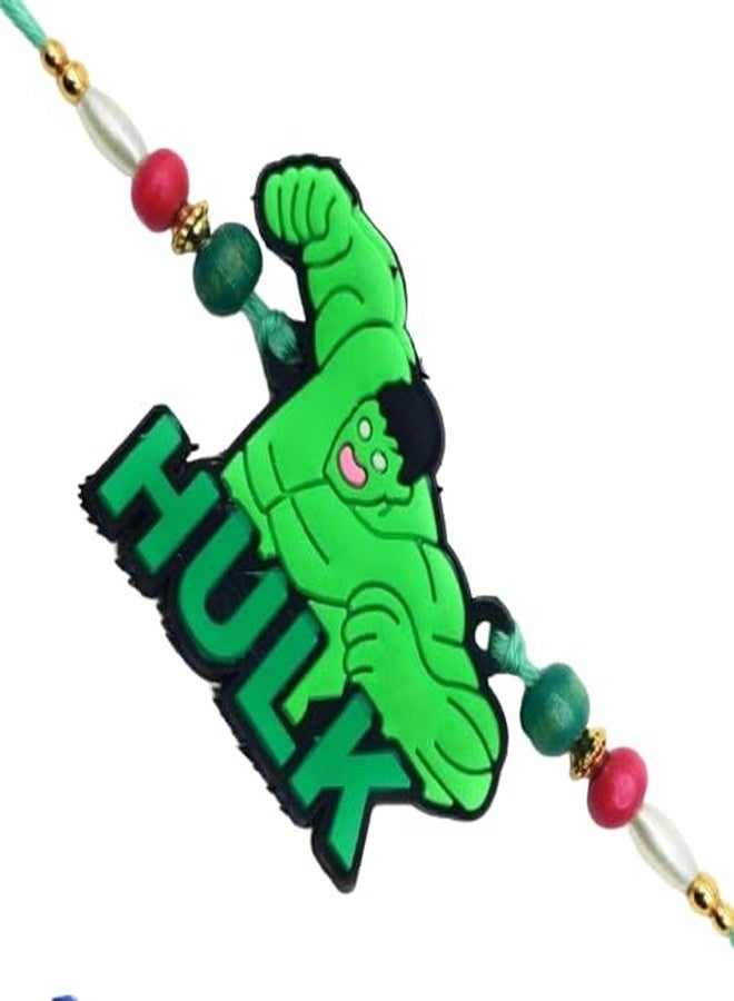 DEE SONS Stylish Kids Rakhi Bracelet (Set of 1) with Roli Chawal and Greeting Card, (DE130) - Image 1