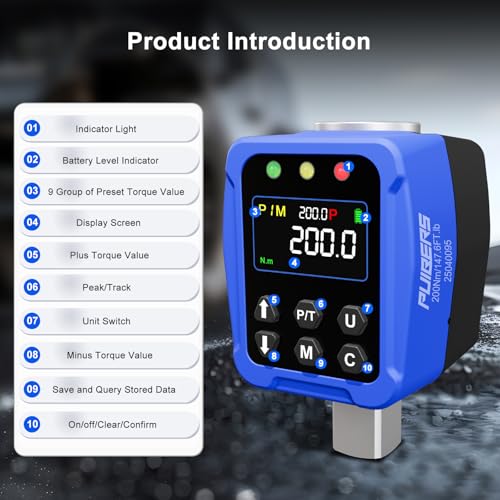 PUIBERS Digital Torque Adapter 12 Drive 731475 Ftlb 10200 Nm Electronic Torque Wrench Converter with LCD Display 1 Accuracy 14 38 Adapters for Car Motorcycle Maintenance DIY Use - Image 3