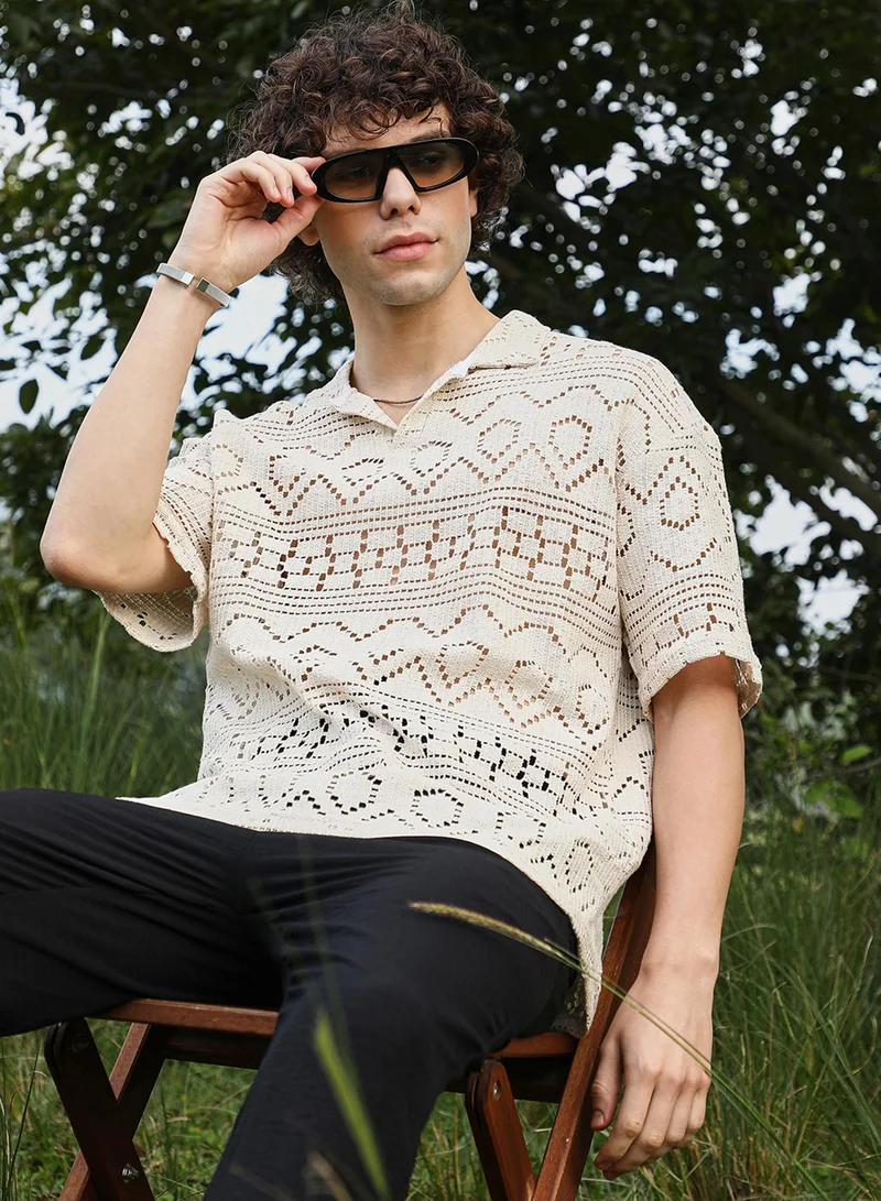 Men's Off-White Bohemian Oversized Polo T-Shirt