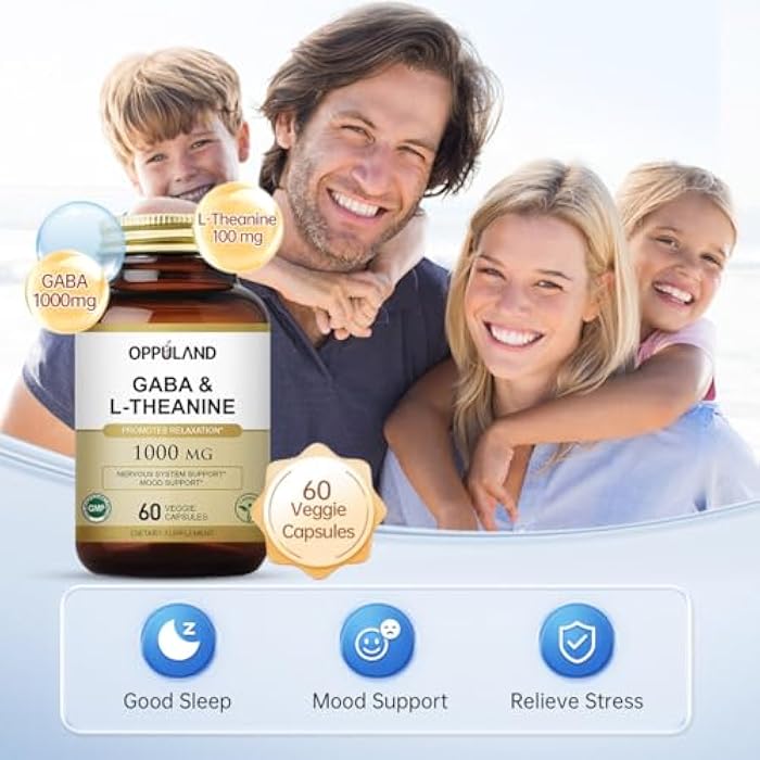 Oppuland GABA & L-Theanine - Promotes Relaxation | Nervous System Support | Mood Support -60 Veggie Capsules - Image 2