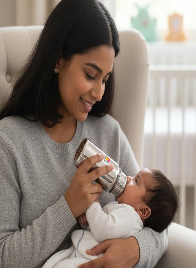Human Hydro 300ml Stainless Steel Baby Feeding Bottle | Anti-Colic, BPA-Free, Leak-Proof | Food Grade 304 Steel | Wide Neck Milk Bottle for Newborns & Infants | Made in India - Image 5