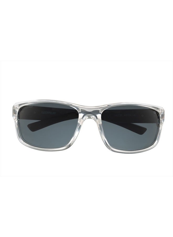CAT CATERPILLAR 8019 Men's Polarized High Wrap Sunglasses, Clear Crystal, 63 mm - Image 2
