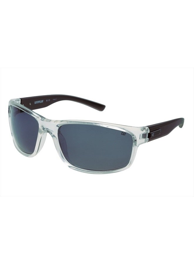 CAT CATERPILLAR 8019 Men's Polarized High Wrap Sunglasses, Clear Crystal, 63 mm - Image 1