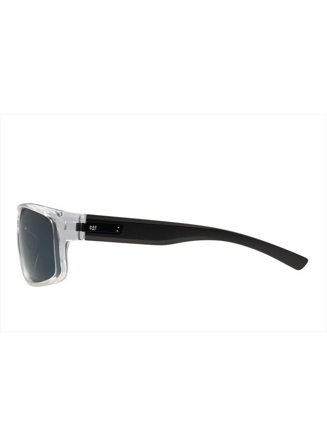 CAT CATERPILLAR 8019 Men's Polarized High Wrap Sunglasses, Clear Crystal, 63 mm - Image 3
