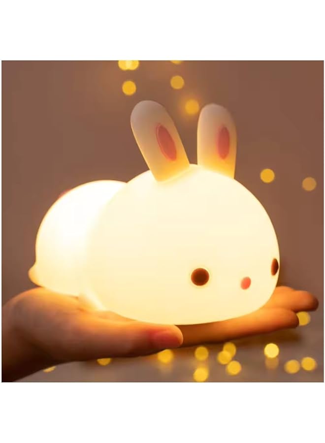 The Bros Cute Bunny Kids Night Light, LED, Silicone, Battery Operated, Portable, for Bedroom, Nursery, Toddler, Baby - Image 1