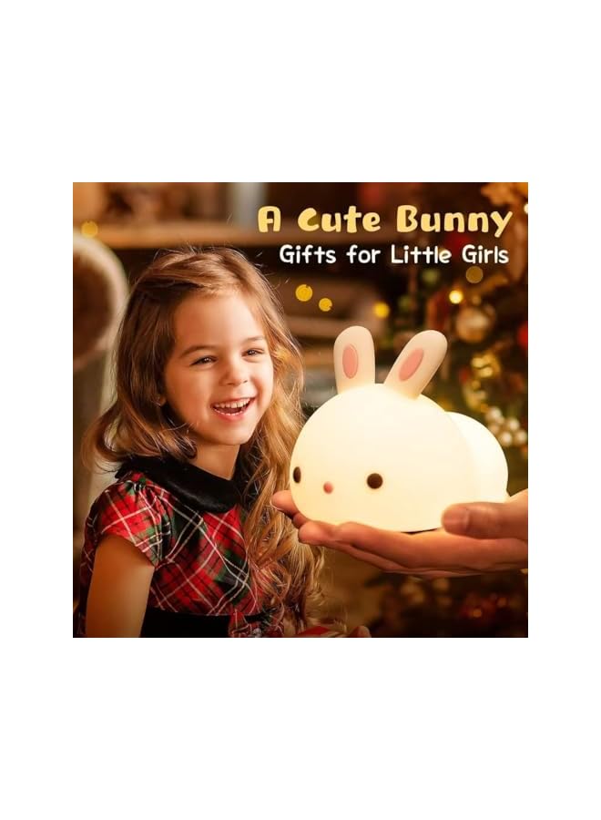The Bros Cute Bunny Kids Night Light, LED, Silicone, Battery Operated, Portable, for Bedroom, Nursery, Toddler, Baby - Image 5