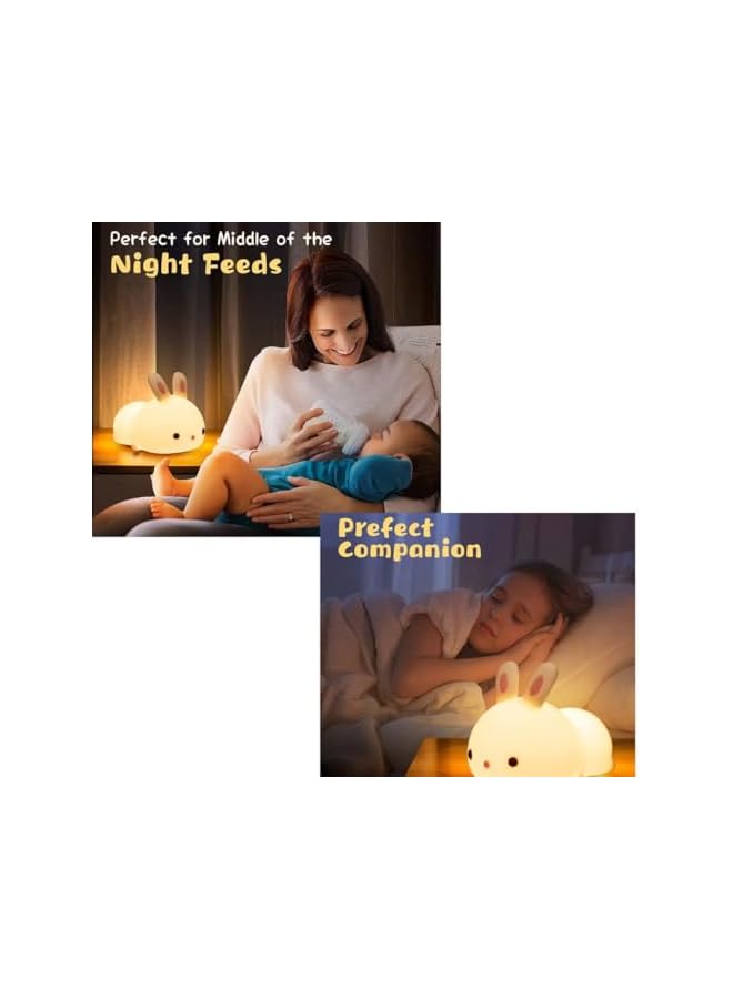 The Bros Cute Bunny Kids Night Light, LED, Silicone, Battery Operated, Portable, for Bedroom, Nursery, Toddler, Baby - Image 4