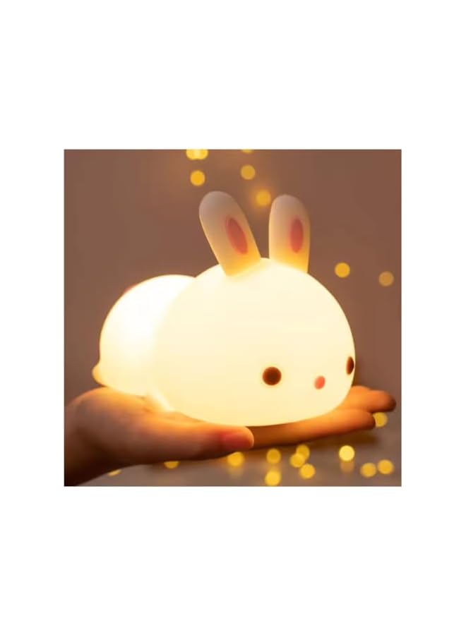 The Bros Cute Bunny Kids Night Light, LED, Silicone, Battery Operated, Portable, for Bedroom, Nursery, Toddler, Baby - Image 2
