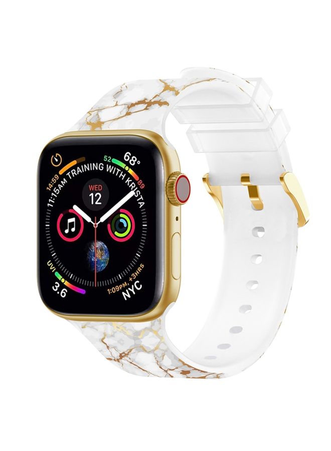 Replacement Strap Square Buckle Color Printing Watch Band For Apple Watch Series 9&8&7 41mm / SE 3&SE 2&6&SE&5&4 40mm / 3&2&1 38mm Marble 1