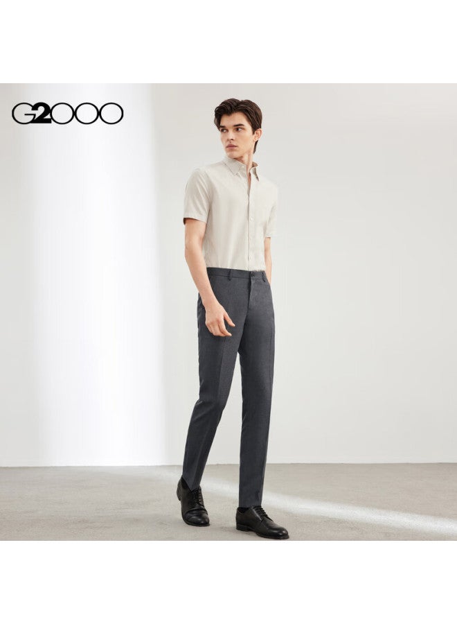 G2000 Mall Same Style Cotton Blend Skin-Friendly Striped Short Sleeve Shirt Grayish Brown S/03 - Image 4