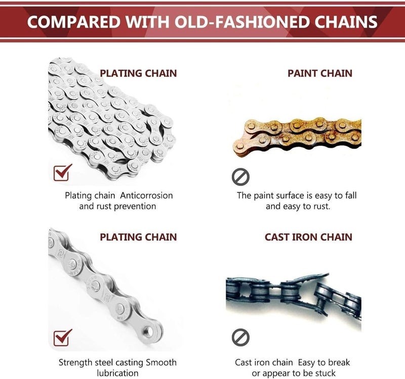 LATERN TOOPRE 6/7/8-Speed Bicycle Chain, 116 Links ​​Steel High Strength Bike Derailleur Chain for 6/7/8-Gear Road Mountain Bicycle (4.9ft) - Image 4