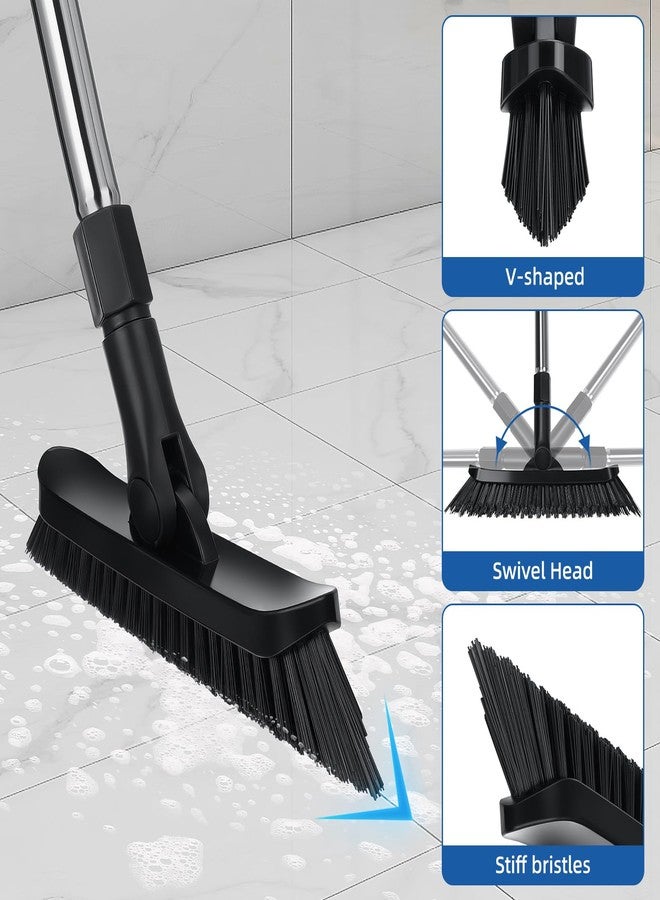 Qaestfy Grout Brush with Long Handle for Cleaning, Stiff Bristles Handheld Tile Scrub Brush, V-Shape Crevice Cleaning Brush for Floor Deep Cleaning - Image 4