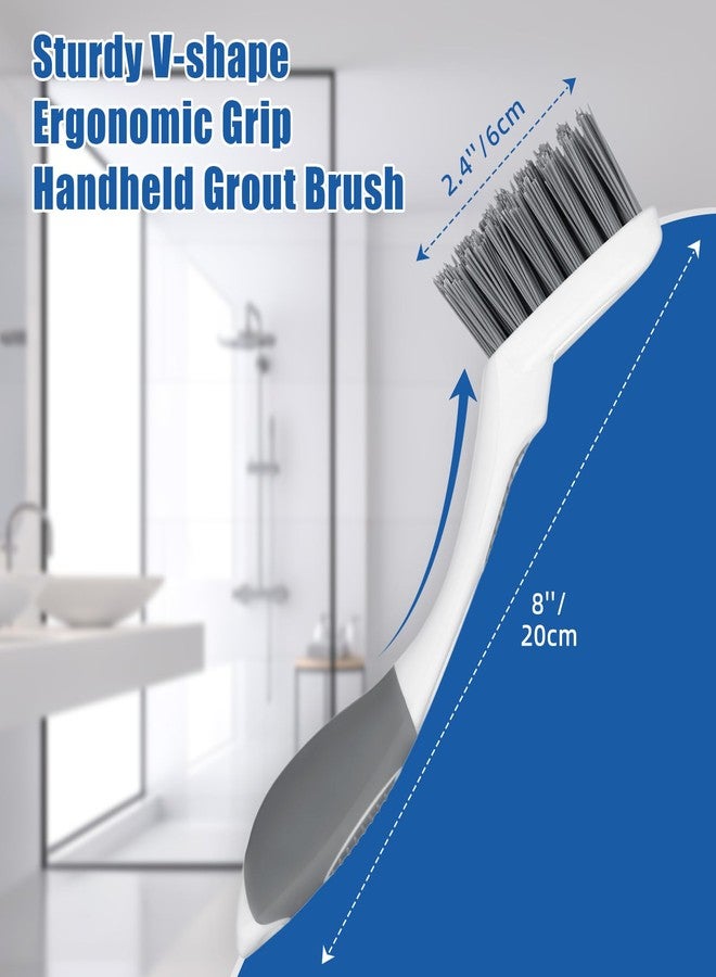 Qaestfy Grout Brush with Long Handle for Cleaning, Stiff Bristles Handheld Tile Scrub Brush, V-Shape Crevice Cleaning Brush for Floor Deep Cleaning - Image 3