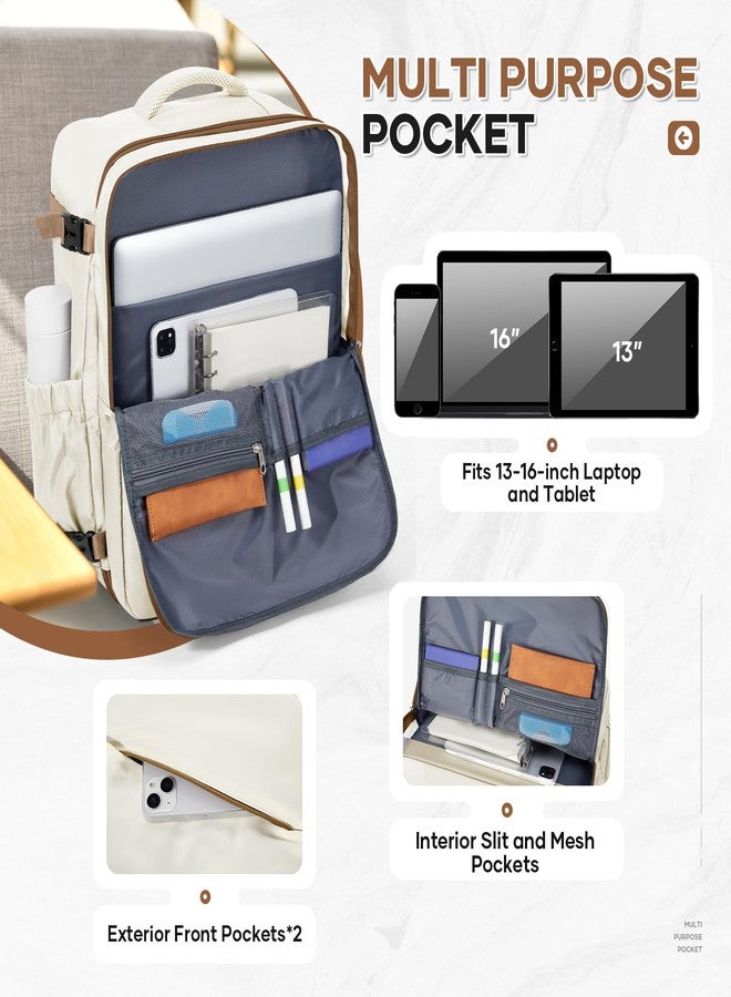 UPPACK Travel Backpack For Women Men Carry on Backpack Luggage Flight Approved Personal item Travel Bag Essentials Mochila de viaje Laptop College Backpack Large Beige Brown - Image 4