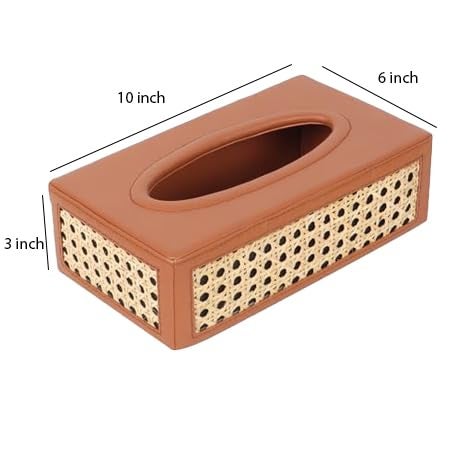 AKWAY Rattn Tissue Box Holder, Paper Napkin Holder, Cane Tissue Dispenser for Home, Cane Tissue Box for Bathroom, Bedroom, Office, Restaurant and Car Decoration- Rectangle Shape - Image 5