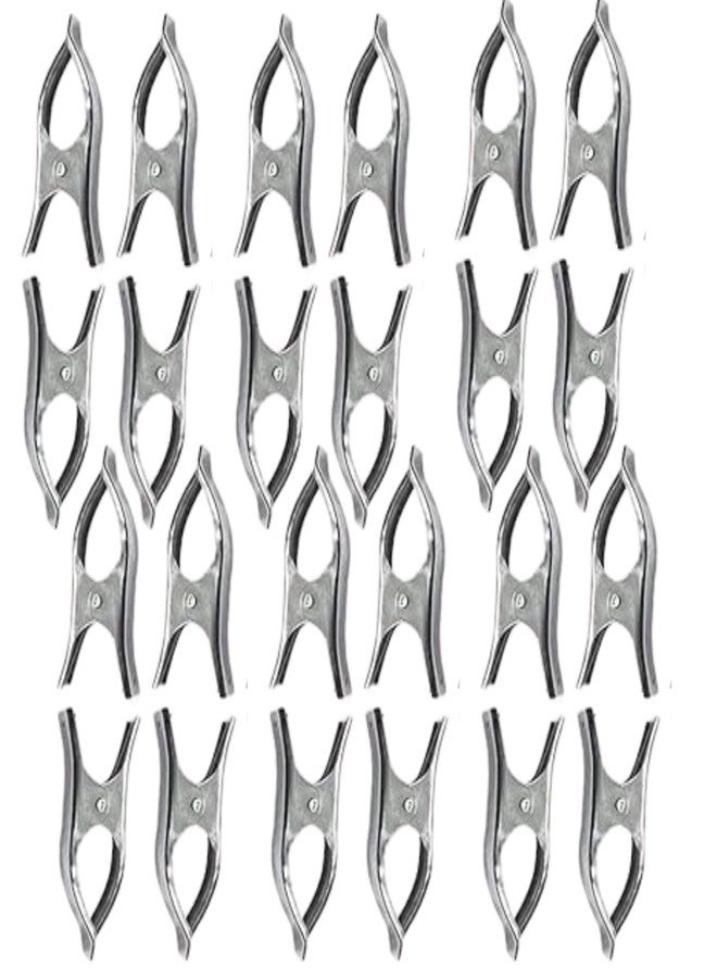 Homenique 24 Pcs Stainless Steel Clothes Clips Pegs for Drying, Rust-Free, Strong Grip, Windproof, Multipurpose Use for Laundry, Socks, Towels, Papers, Kitchen – Silver - Image 1