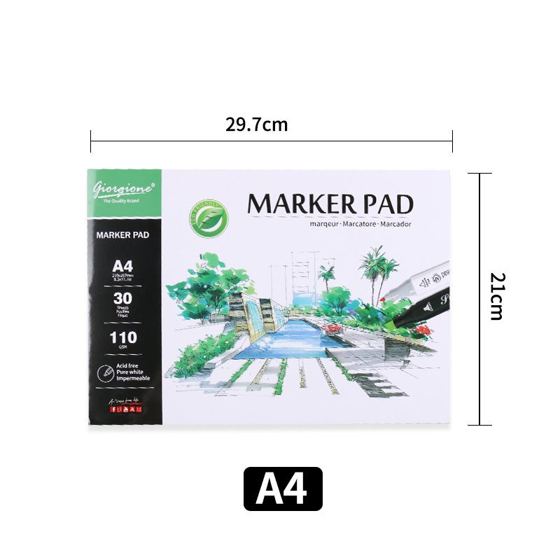 Giorgione 110g Mark Ben Marker Special Coloring A4 Ben Sketch Cross-border Sketch Paper Hand-painted Graffiti A4 Simplified Single-sided Sealing Mark Ben 