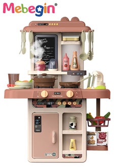 MEBEGIN 42 Pcs Pretend Kitchen Toy Set with Accessories, Kitchen Play Set Toy with Realistic Light Sound Steam Simulation, Indoor Kitchen Cooking Playset Toys with Water Outlet, Toys for Children Kids Girls B  - Image 1