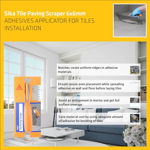 SIKA – Tile Adhesive Application Trowel – Steel Notched Trowel (10 x 10 mm) – for Uniform Spreading of Tile Adhesive – Non-Corrosive - Image 3