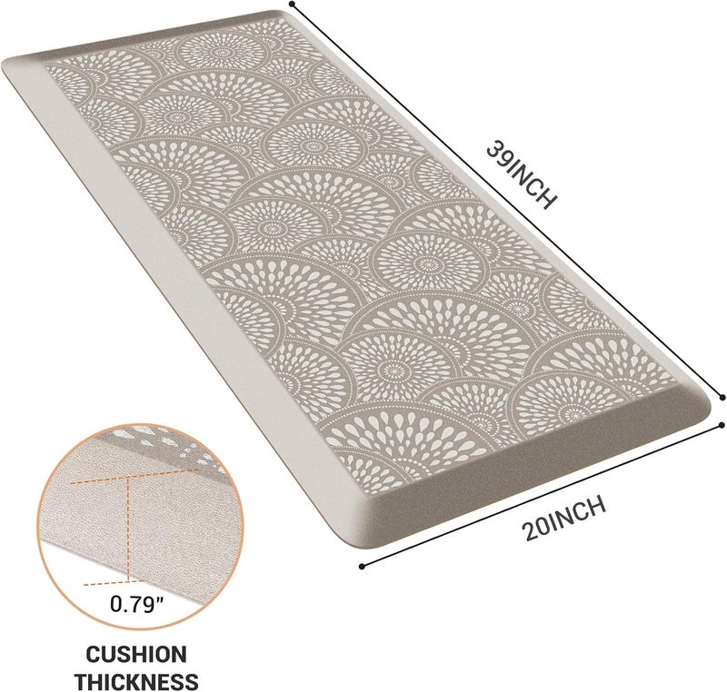 Mattitude 4/5 Inch Kitchen Mat, 20x39in Heavy Duty Ergonomic Comfort Foam Standing Desk Mat, Waterproof Non-Slip Standing Mats and Rugs for Kitchen, Office, Khaki - Image 2