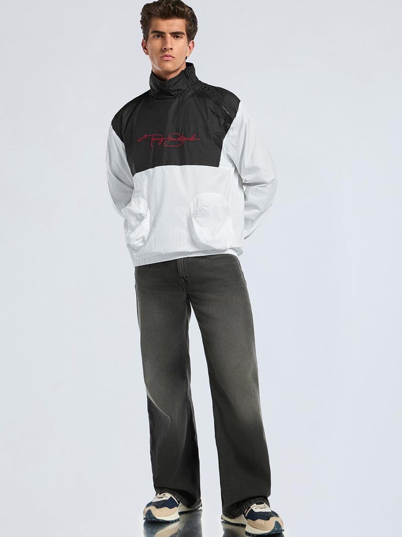 Bewakoof Air 1.0 Official Marvel Merchandise Iron Man Men's Typography Oversized Fit Full Sleeve High Neck Nylon Jacket_642503_White_M - Image 4