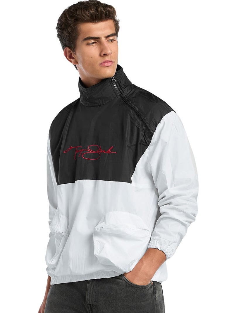 Bewakoof Air 1.0 Official Marvel Merchandise Iron Man Men's Typography Oversized Fit Full Sleeve High Neck Nylon Jacket_642503_White_M - Image 3