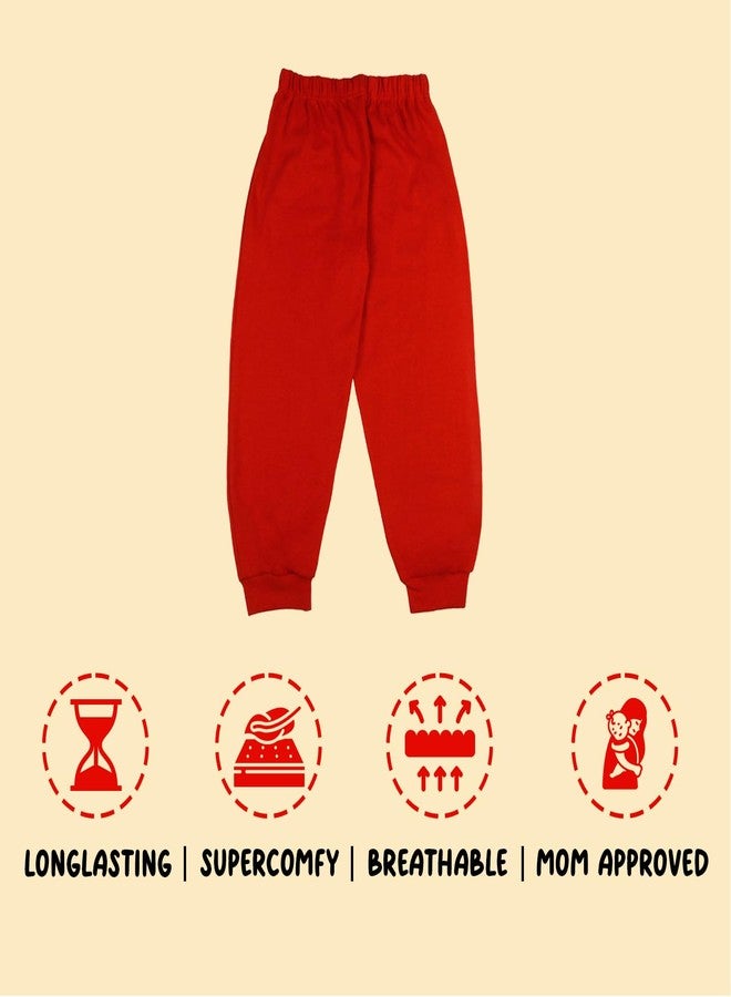 Sakuya Cotton Joggers for Kids | 0-12 Months | Red |Pack of 4| Superior-Grade Cotton Pajama Bottoms with Elastic Waistband, Lightweight & Breathable Fabric for Play, Sleep, Everyday Wear for Kids - Image 4
