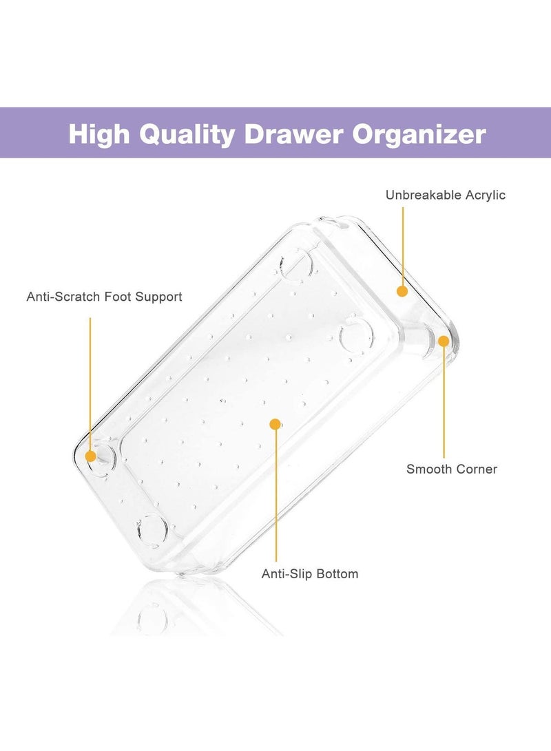 Clear Plastic Desk Drawer Organizers 7-Piece Tray Set for Bedroom Dresser Makeup Kitchen Utensil Office Storage Everyday Use - Image 4