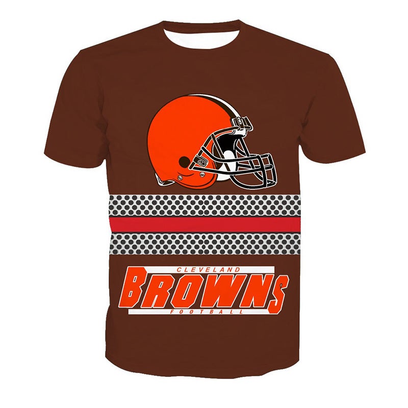 Men's Fashion Casual T-shirt Digital Printing Rugby Round Neck Short Sleeve - Image 1