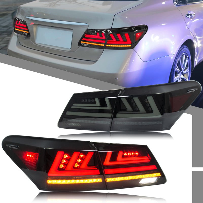 glistuning LED Tail Lights Assembly Compatible with Lexus ES350 20072009 20102012 Startup Animation Sequential Turn Signal Black Rear Lamps Accessory