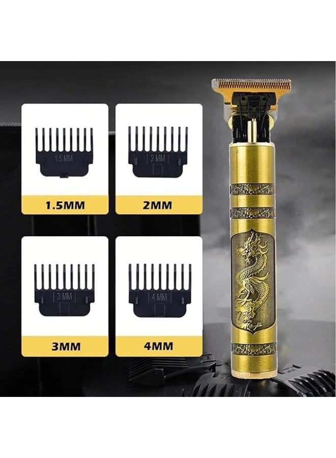 060-GoldDragon Portable Hair Cutting Machine T9 Vintage Hair Clipper USB Fast Charging Shaver Barber - Image 2