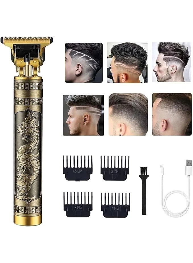 060-GoldDragon Portable Hair Cutting Machine T9 Vintage Hair Clipper USB Fast Charging Shaver Barber - Image 5