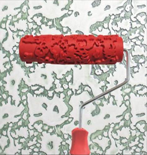 BUUEERR 7" DIY Patterned Paint Roller Decorative Rubber Roller Decorative Art Roller Texture Roller with Plastic Handle - More Than 300 Patterns (Pattern AE3) - Image 1