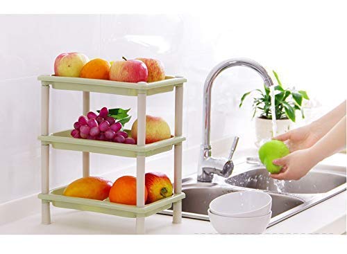 AVIROM Fruit and Vegetable Stand Basket Trolley Modern Kitchen Storage Rack MultiColour Plastic - Image 1