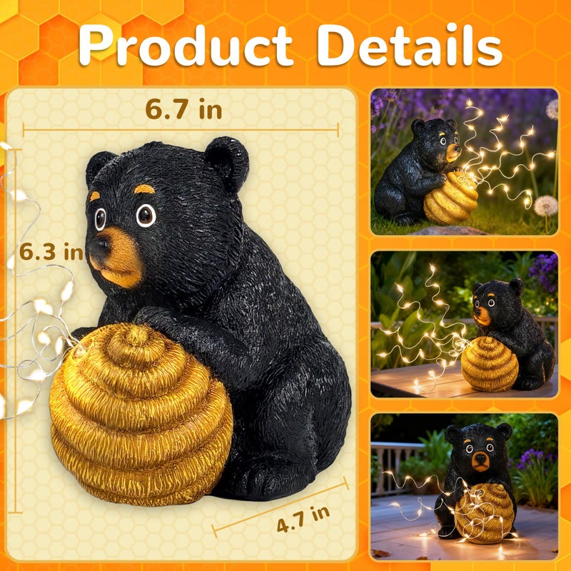 Miggley Cute Bear Solar Garden Decor Statue with LED Light - Adorable Outdoor Decoration for Yard, Lawn, Patio - Great Birthday Housewarming Unique Gift for Women, Mom, Grandma - Image 2