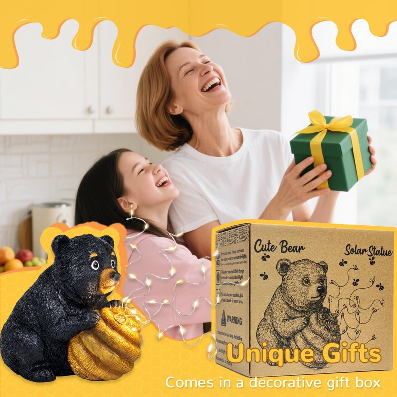 Miggley Cute Bear Solar Garden Decor Statue with LED Light - Adorable Outdoor Decoration for Yard, Lawn, Patio - Great Birthday Housewarming Unique Gift for Women, Mom, Grandma - Image 4