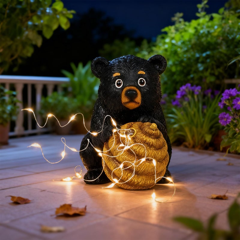 Miggley Cute Bear Solar Garden Decor Statue with LED Light - Adorable Outdoor Decoration for Yard, Lawn, Patio - Great Birthday Housewarming Unique Gift for Women, Mom, Grandma - Image 3