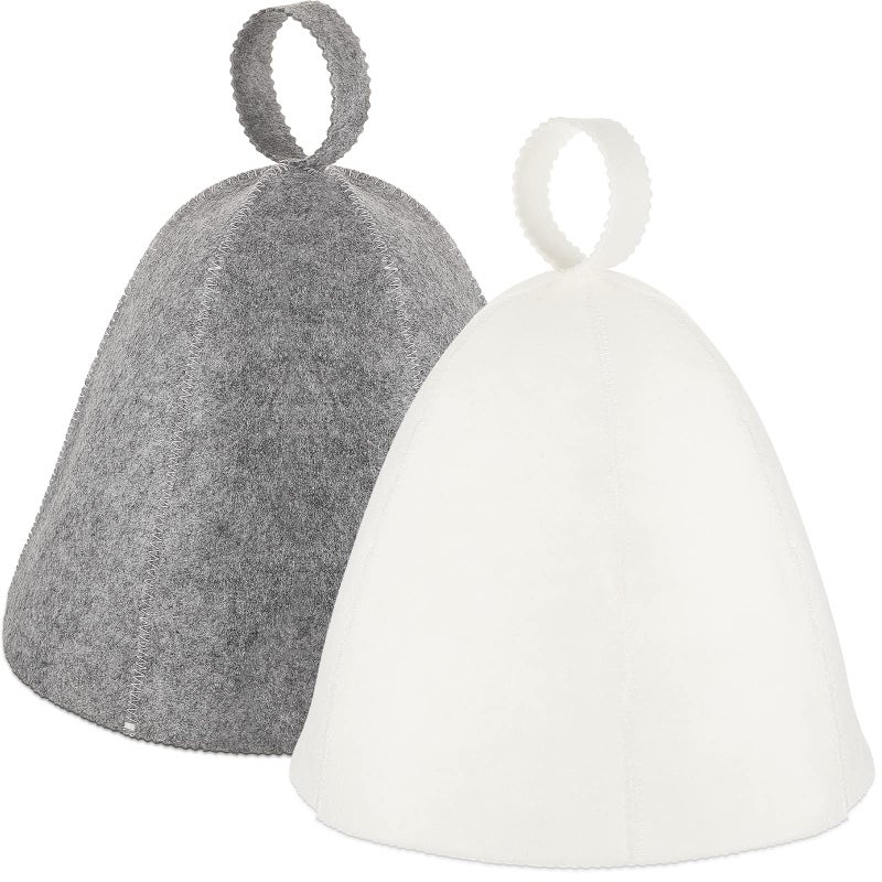 JaGely Sauna Hat for Men Women Sauna Hat Vaporarium Cap Russian Banya Cap for Bath House Accessories(Gray, White,2 Pieces) - Image 1