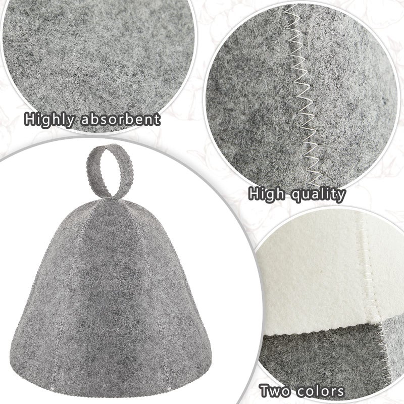 JaGely Sauna Hat for Men Women Sauna Hat Vaporarium Cap Russian Banya Cap for Bath House Accessories(Gray, White,2 Pieces) - Image 3
