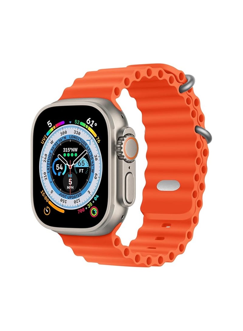 Apple Watch Series 10 9 8 7 6 5 4 3 2 1 SE, Silicone Band Soft Silicone Waterproof Strap Wristbands Compatible with iWatch Apple Watch Series Ultra 49mm 46mm 45mm 44mm 42mm - Orange - Image 1