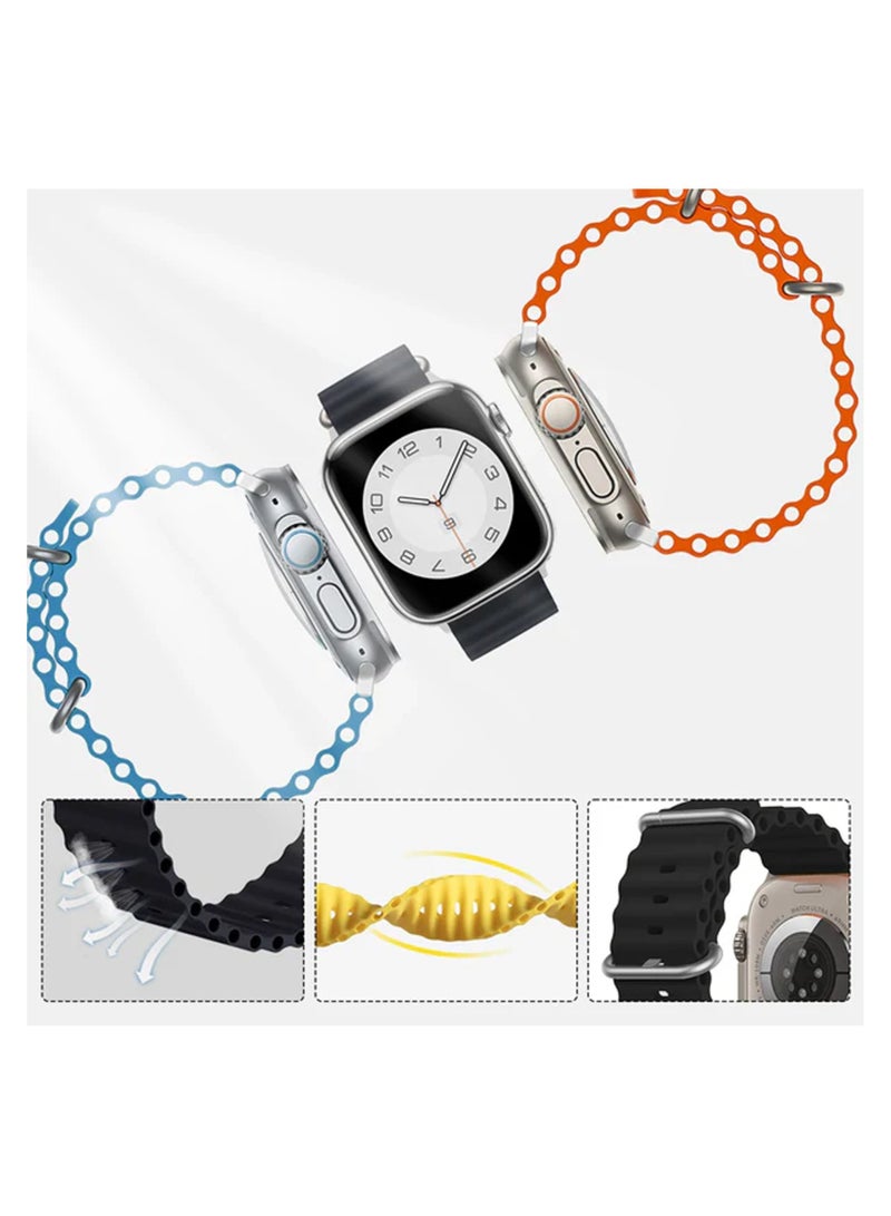 Apple Watch Series 10 9 8 7 6 5 4 3 2 1 SE, Silicone Band Soft Silicone Waterproof Strap Wristbands Compatible with iWatch Apple Watch Series Ultra 49mm 46mm 45mm 44mm 42mm - Orange - Image 5