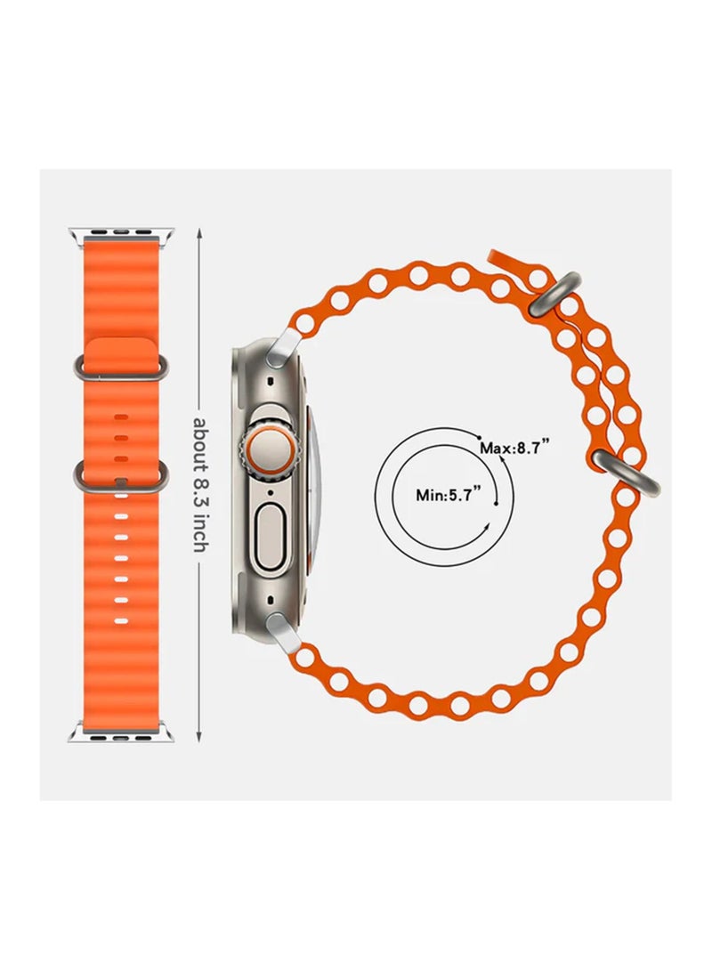 Apple Watch Series 10 9 8 7 6 5 4 3 2 1 SE, Silicone Band Soft Silicone Waterproof Strap Wristbands Compatible with iWatch Apple Watch Series Ultra 49mm 46mm 45mm 44mm 42mm - Orange - Image 4