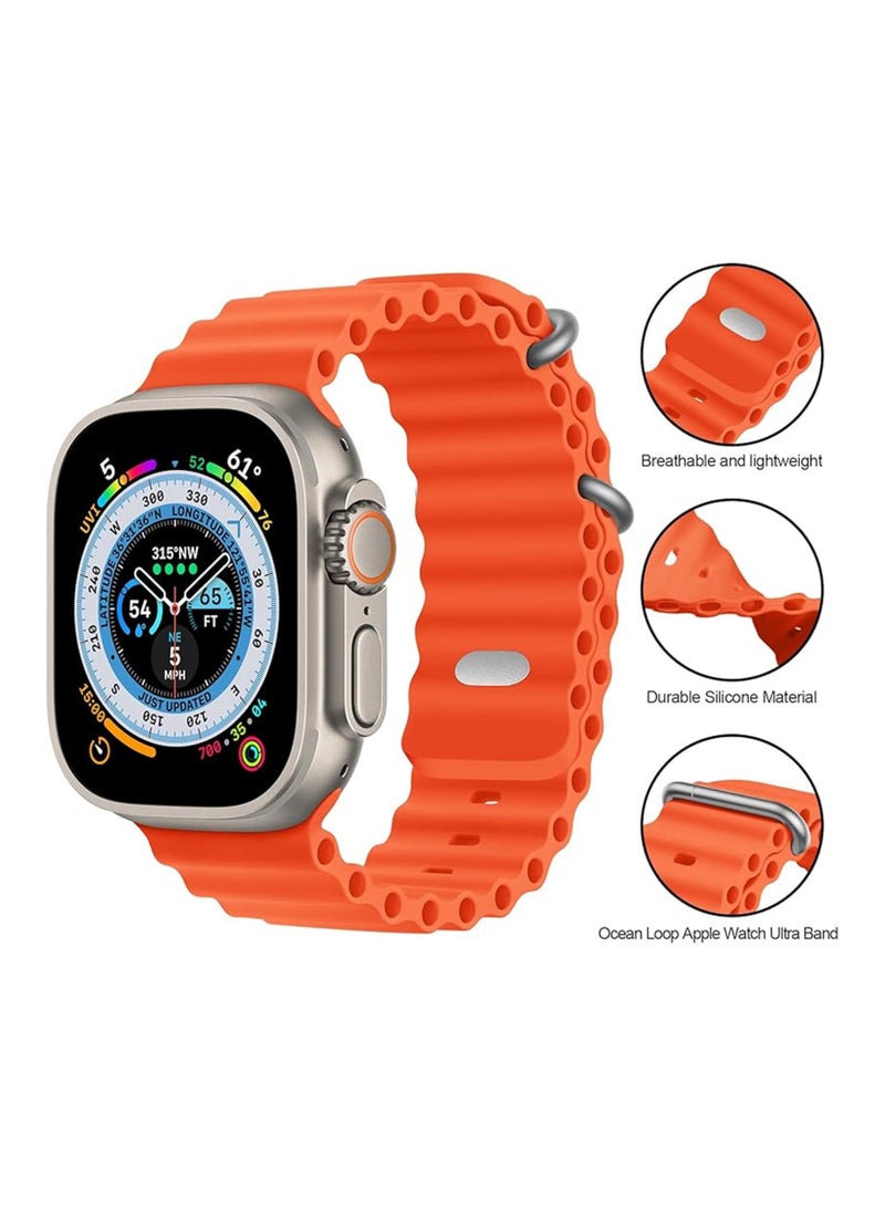 Apple Watch Series 10 9 8 7 6 5 4 3 2 1 SE, Silicone Band Soft Silicone Waterproof Strap Wristbands Compatible with iWatch Apple Watch Series Ultra 49mm 46mm 45mm 44mm 42mm - Orange - Image 3