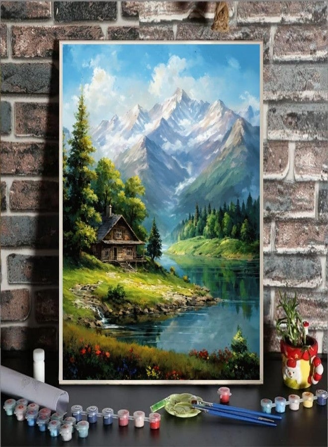 ldazao Mountain Paint By Numbers Kit For Adults Landscape Adult Paint By Number Kits Canvas Painting Kit For Beginner Adults' Paint-By-Number Kits Oil Painting Kits For Gift Home Wall Decor 16x20 Inch - Image 2