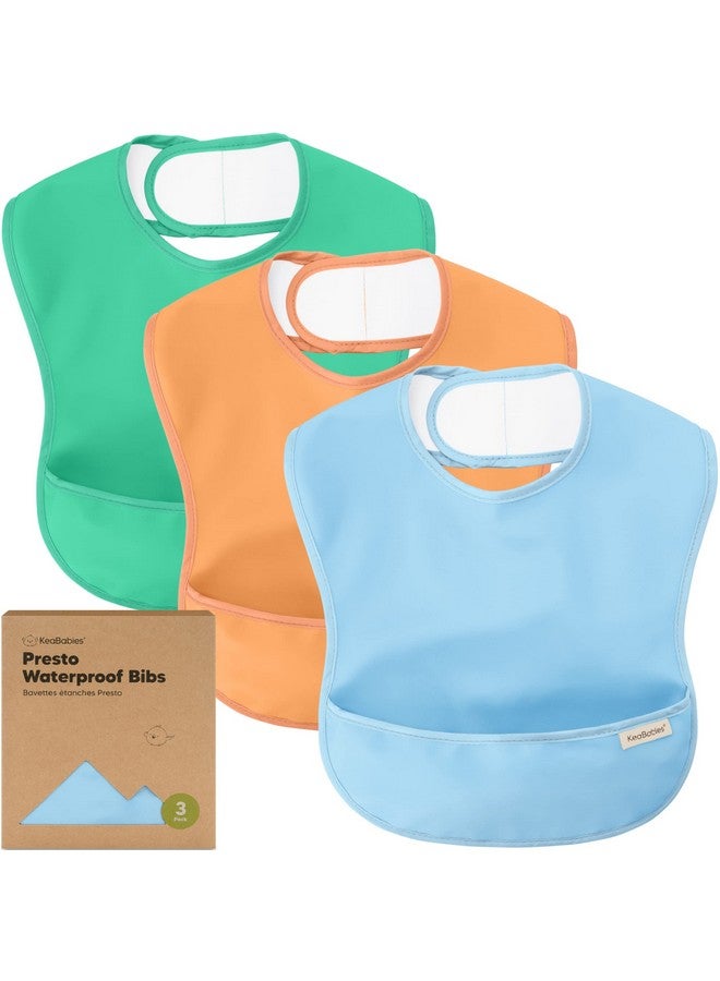 KeaBabies 3Pack Waterproof Baby Bibs For Eating Lightweight Baby Bib With Food Catcher Mess Proof Toddler Bibs Waterproof Bibs For Baby Boys Baby Girls Feeding Bibs Drool Bibs Baby Food Bibs (Basics)  - Image 1