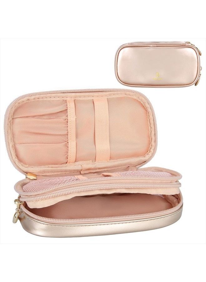 MONSTINA Makeup Bag for Women,Pouch Bag,Makeup Brush Bags Travel Kit Organizer Cosmetic Bag (cgold)  - Image 1