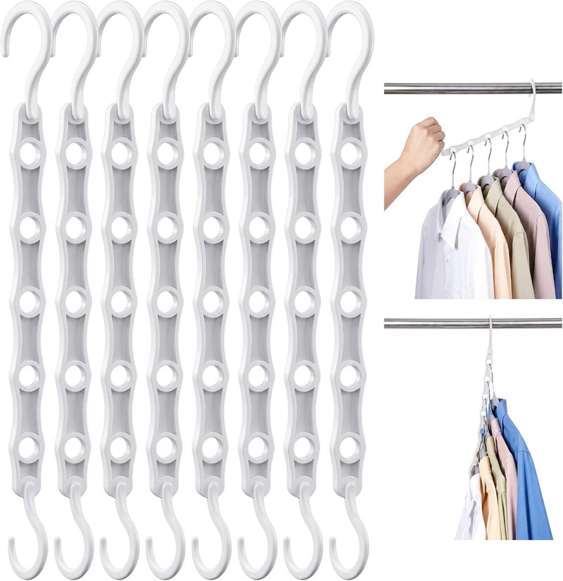 HOUSE DAY White Magic Plastic Hangers Space Saving Organizers and Storage Clothes Hanger Multi Hangers Sturdy Wardrobe Closet for Heavy Clothes, Dorm Room Bedroom Home RV Car Camper Essentials 20 Pack - Image 1