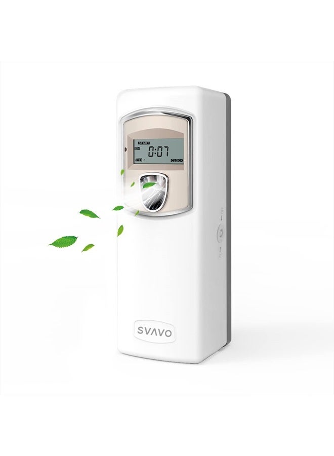 SVAVO Automatic LCD Fragrance Dispenser - Wall Mount/Free Standing ABS Auto Air Freshener Dispenser Programmable Aerosol Spray Perfume Dispenser for Bathroom, Hotel, Office, Commercial Place, White - Image 1
